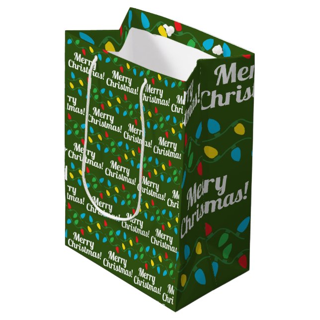 Christmas Ugly Sweater Design Medium Gift Bag (Front Angled)