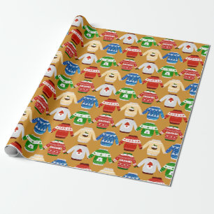Christmas Ugly sweater Gold Wrapping Paper
