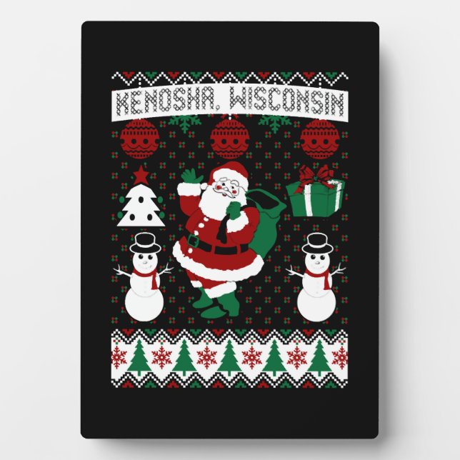 Christmas Ugly Sweater Kenosha Wisconsin Plaque (Front)