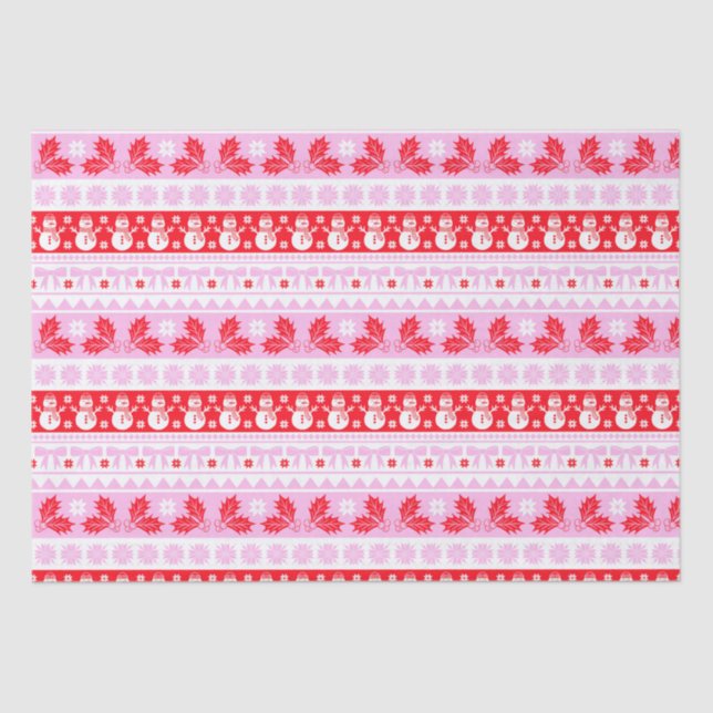 Christmas Ugly Sweater Knit Pattern in Pink & Red Tissue Paper (Front)