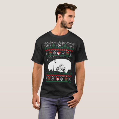 Christmas Ugly Sweater Motorcycling Tshirt