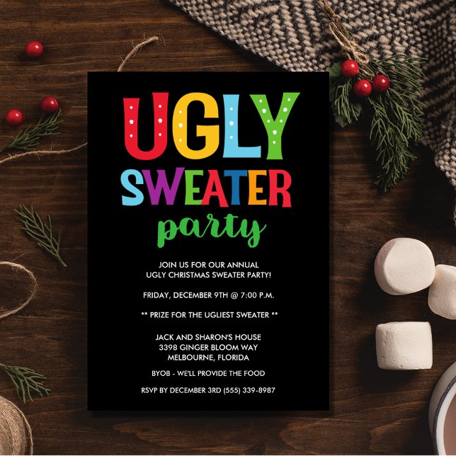 Christmas Ugly Sweater Office Adult Party  Invitat Invitation (Christmas Ugly Sweater Office Adult Party Invitation)