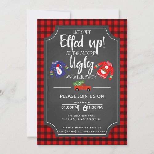 Christmas ugly sweater party fundraiser event invitation