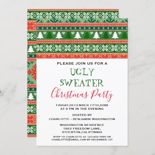  Christmas Ugly Sweater Party  Invitation