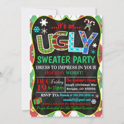 Christmas Ugly Sweater Party Invitation