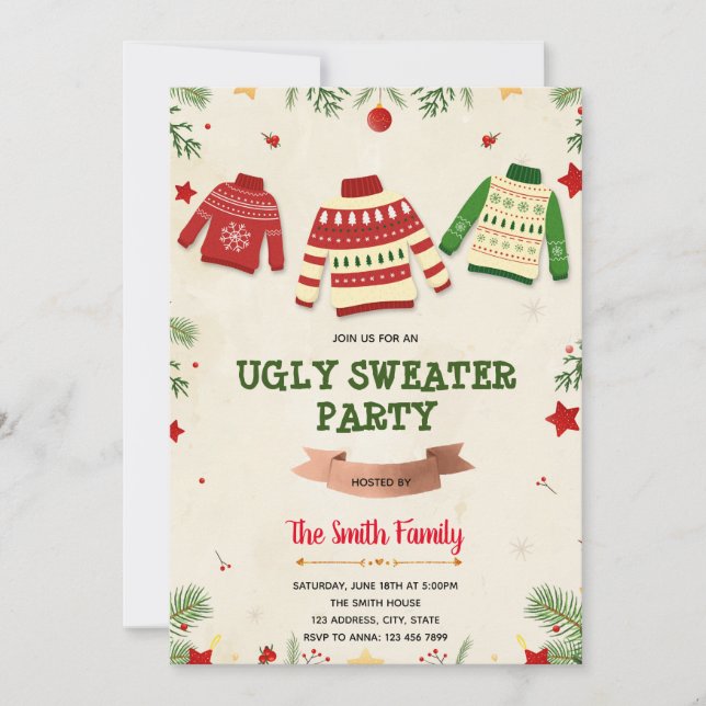 Christmas ugly sweater party invitation (Front)