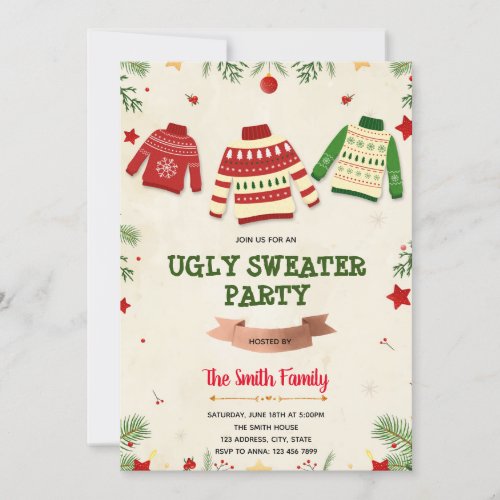 Christmas ugly sweater party invitation