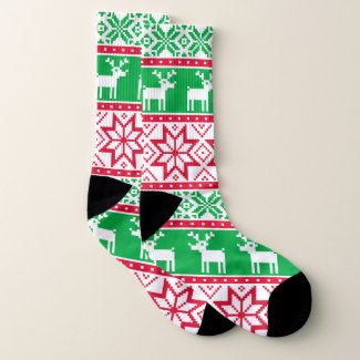 Christmas Ugly sweater pattern party socks