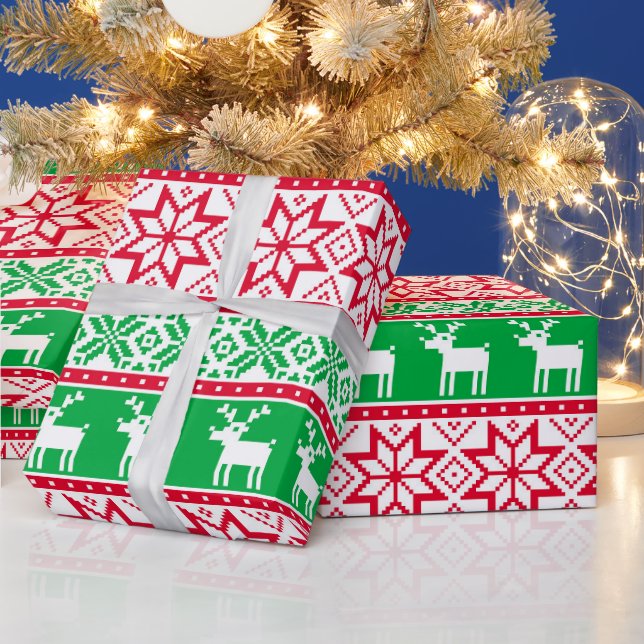 Christmas Ugly sweater pattern party wrap Wrapping Paper (Holidays)