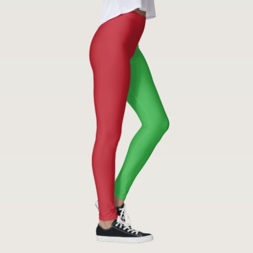 Christmas Ugly Sweater Red and Green Leggings