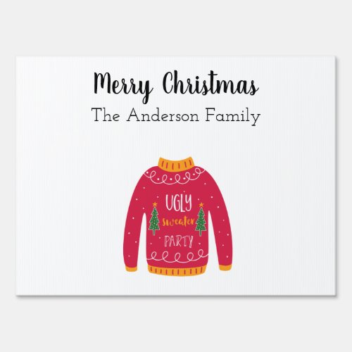 Christmas ugly sweater red white name welcome sign