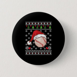 Christmas Ugly Sweater Style Baseball Xmas Merry S Button