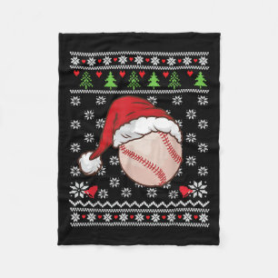 Christmas Ugly Sweater Style Baseball Xmas Merry S Fleece Blanket