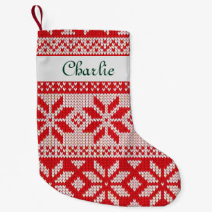 Christmas Ugly Sweater Theme Custom Name Small Christmas Stocking