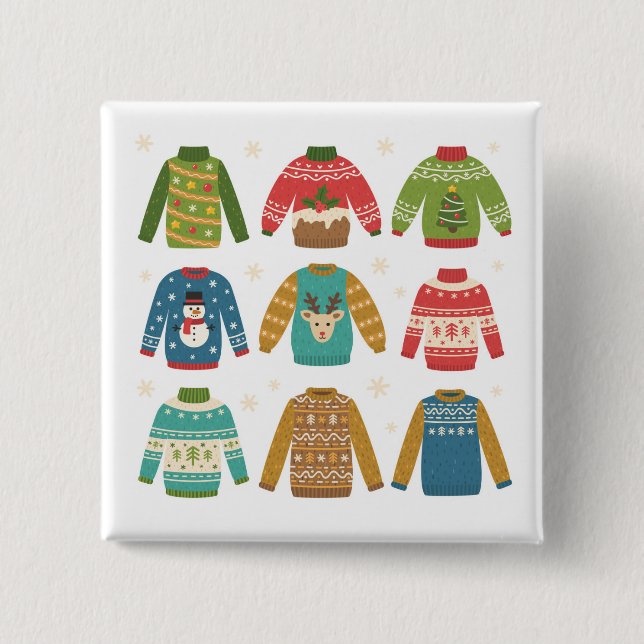 Christmas Ugly Sweaters Button (Front)