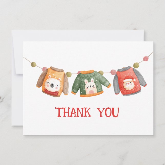 Christmas Ugly Sweaters Thank You Card (Front)
