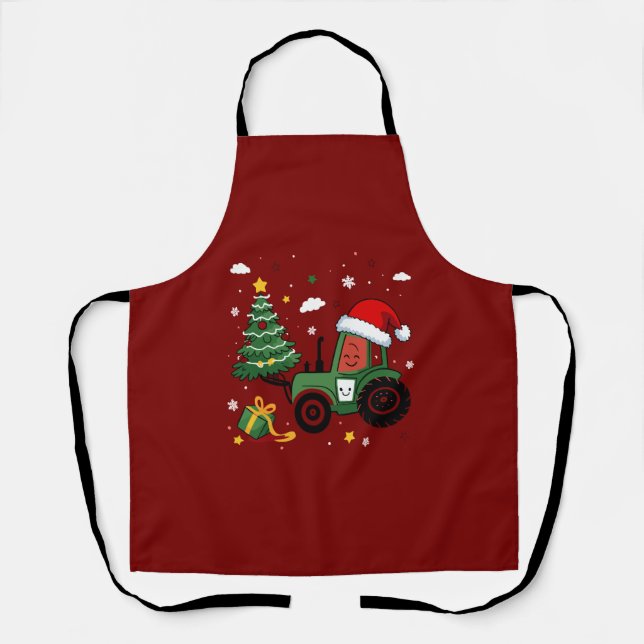 Christmas Ugly Xmas Funny Santa Reindeer Truck  Apron (Front)