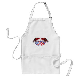 Christmas UK USA Patriotic Heats Adult Apron