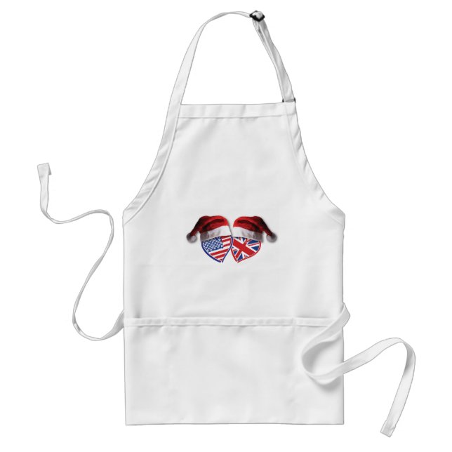 Christmas UK USA Patriotic Heats Adult Apron (Front)