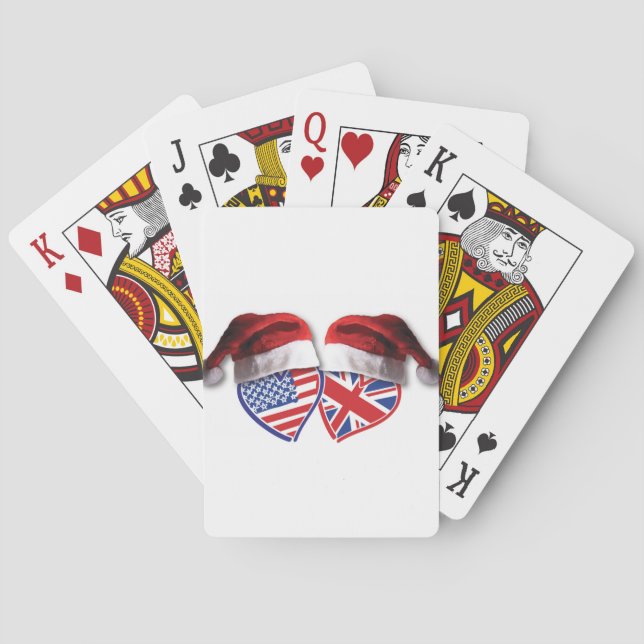 Christmas UK USA Patriotic Heats Poker Cards (Back)