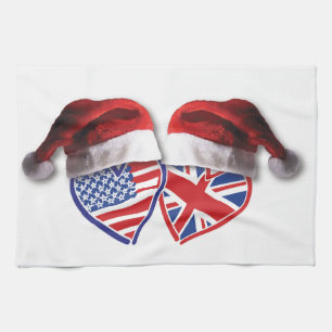 Christmas UK USA Patriotic Heats Towel
