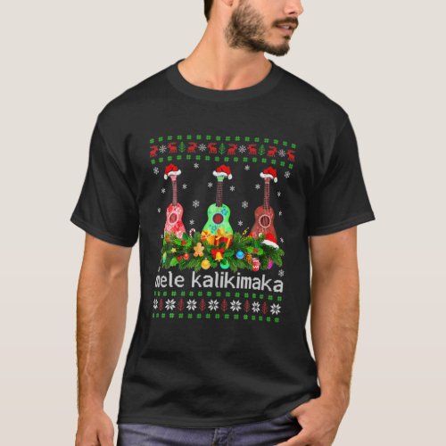 Christmas Ukulele Guitar Hawaii Mele Kalikimaka T_Shirt