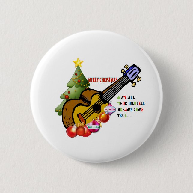 Christmas Ukulele Shirt Pinback Button (Front)