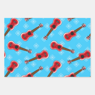 Christmas Ukulele Uke Player Musician Pattern Wrapping Paper Sheets