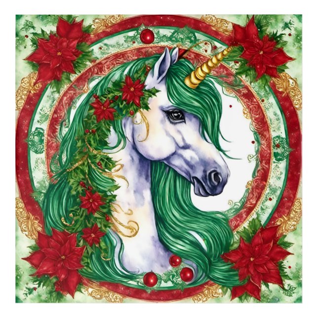 Christmas Unicorn Acrylic Print (Front)