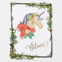 Christmas Unicorn Baby Blanket