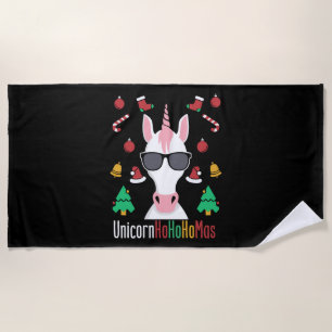 Christmas Unicorn                                  Beach Towel