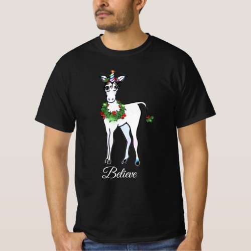 Christmas Unicorn believe T_Shirt