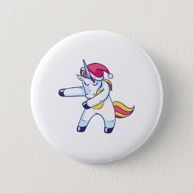 Christmas Unicorn Button