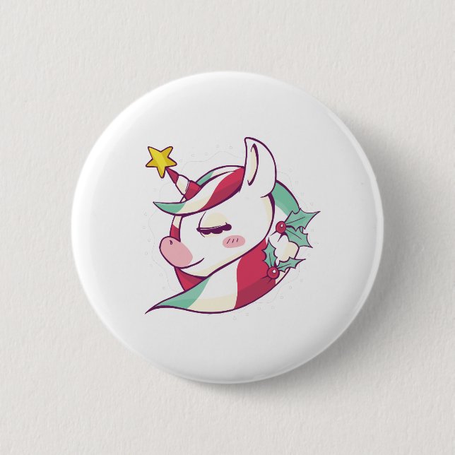 Christmas Unicorn Button (Front)