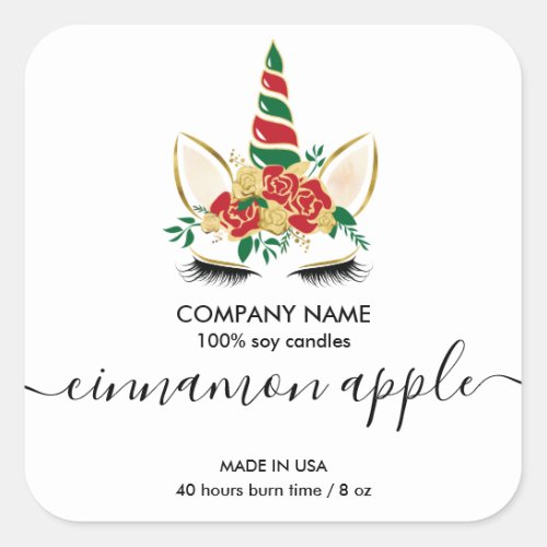 Christmas Unicorn Candle label product label