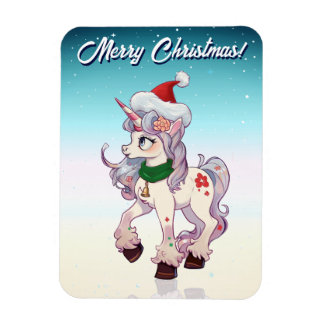 Christmas Unicorn Cartoon Magnet