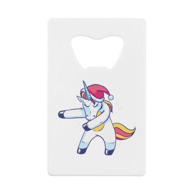 Christmas Unicorn Credit Card Bottle Opener (Front)