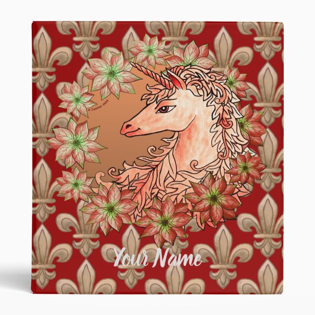 Christmas Unicorn custom binders (Front)