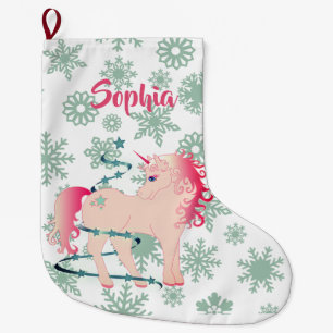 Christmas Unicorn Cute Large Christmas Stocking