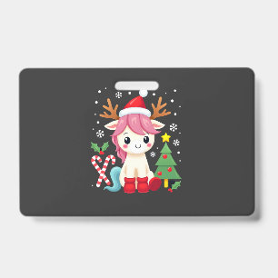 Christmas Unicorn Cute Magical Xmas Toddler Girls Badge