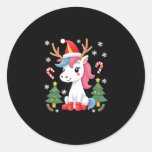 Christmas Unicorn Cute Magical Xmas Toddler Girls  Classic Round Sticker
