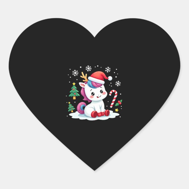 Christmas Unicorn Cute Magical Xmas Toddler Girls  Heart Sticker (Front)