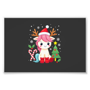 Christmas Unicorn Cute Magical Xmas Toddler Girls Photo Print