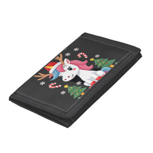 Christmas Unicorn Cute Magical Xmas Toddler Girls Tri-fold Wallet