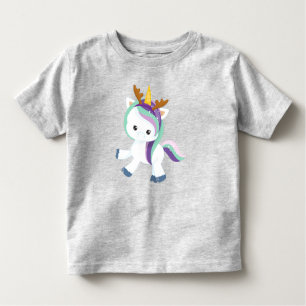Christmas Unicorn, Cute Unicorn, Antlers, Xmas Toddler T-shirt