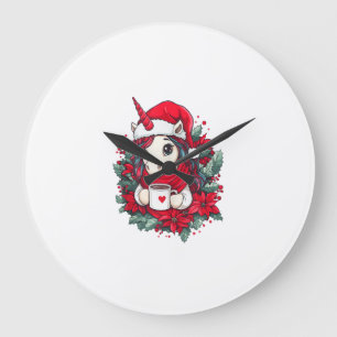 Christmas Unicorn Decor Girls Boys Kids Christmas  Large Clock