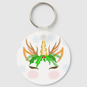 Christmas Unicorn Face Keychain