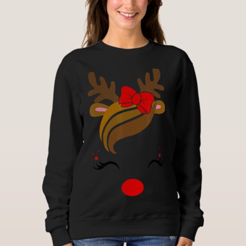 Christmas Unicorn Face Reindeer Xmas For Girl Wome Sweatshirt