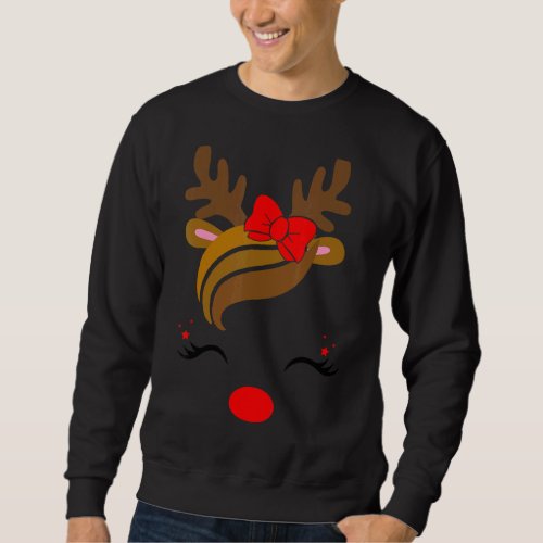 Christmas Unicorn Face Reindeer Xmas For Girl Wome Sweatshirt