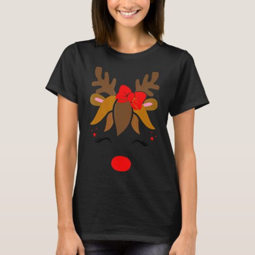 Christmas Unicorn Face Reindeer Xmas For Girl Wome T_Shirt